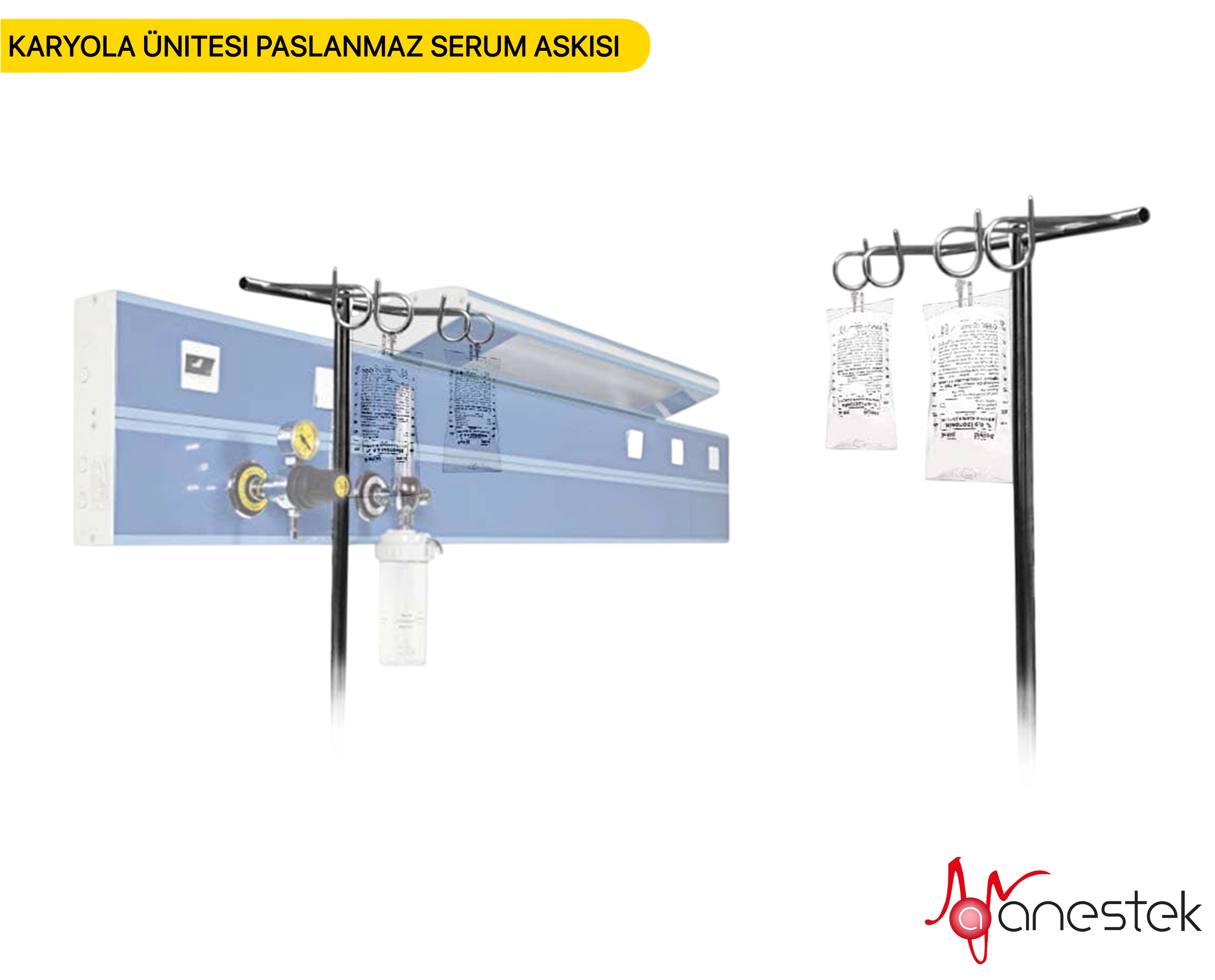 Karyola ünitesi paslanmaz serum askısı, paslanmaz serum askısı, yatak başı paslanmaz serum askısı, hastane karyolası serum askısı, hasta yatağı serum askısı, paslanmaz çelik serum askısı, medikal serum askısı, ayarlanabilir serum askısı, yatak entegre serum askısı, klinik serum askısı, yoğun bakım serum askısı, ameliyathane serum askısı, medikal aksesuarlar, hasta bakım ekipmanları, hastane ekipmanları